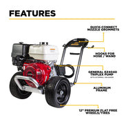 4,200 PSI 4.2 GPM Cold Water Gas Pressure Washer Honda GX390 Engine and General Triplex Pump on Aluminum  Frame - B4213HAGS BE Power Equipment