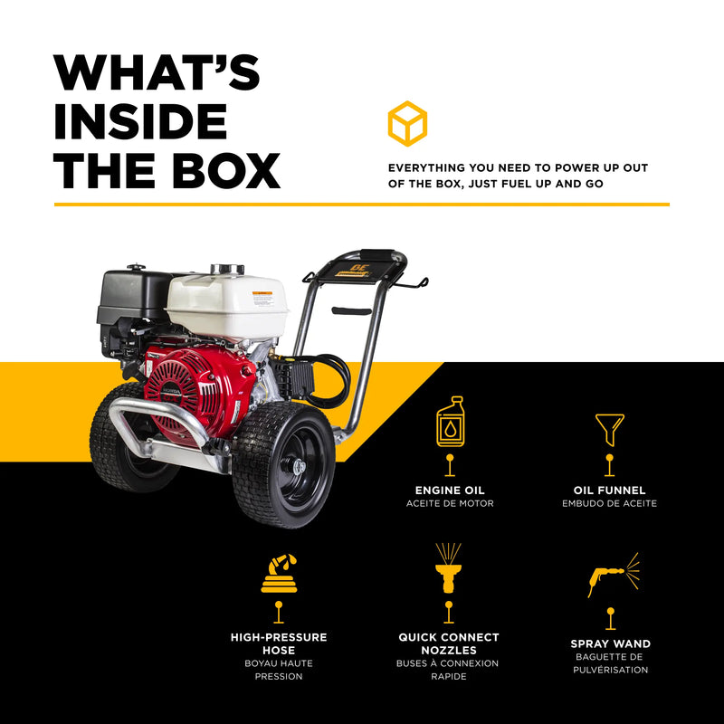 4,200 PSI 4.2 GPM Cold Water Gas Pressure Washer Honda GX390 Engine and General Triplex Pump on Aluminum  Frame - B4213HAGS BE Power Equipment
