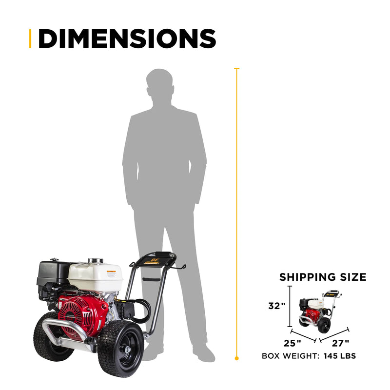 4,200 PSI 4.2 GPM Cold Water Gas Pressure Washer Honda GX390 Engine and General Triplex Pump on Aluminum  Frame - B4213HAGS BE Power Equipment