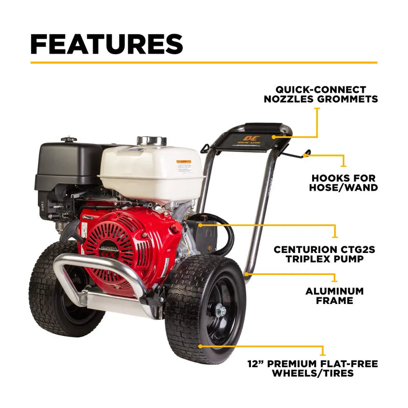 4,200 PSI 4.2 GPM Cold Water Gas Pressure Washer with Honda GX390 Engine and CP Triplex Pump on Aluminum Frame - B4213HAAS BE Power Equipment