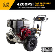 4,200 PSI 4.2 GPM Cold Water Gas Pressure Washer with Honda GX390 Engine and General Belt Drive Triplex Pump on Aluminum Frame - B4213HABGS BE Power Equipment