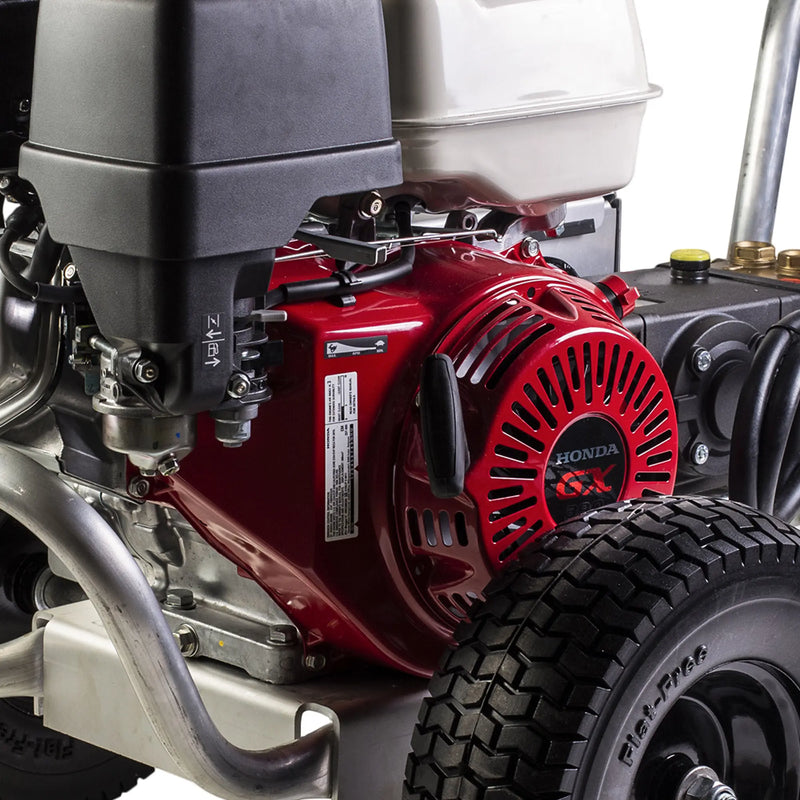 4,200 PSI 4.2 GPM Cold Water Gas Pressure Washer with Honda GX390 Engine and General Belt Drive Triplex Pump on Aluminum Frame - B4213HABGS BE Power Equipment