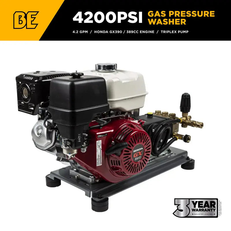 4,200 PSI 4.2 GPM Truck Mount Cold Water Gas Pressure Washer - B4213HTBGS BE Power Equipment