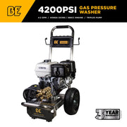 4,200 PSI 4.2GPM Cold Water Gas Pressure Washer Honda GX390 Engine and General Triplex Pump on Stainless Steel Frame - B4213HSGS BE Power Equipment