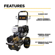 4,200 PSI 4.2GPM Cold Water Gas Pressure Washer Honda GX390 Engine and General Triplex Pump on Stainless Steel Frame - B4213HSGS BE Power Equipment