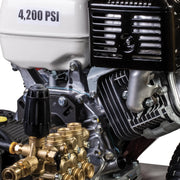 4,200 PSI 4.2GPM Cold Water Gas Pressure Washer Honda GX390 Engine and General Triplex Pump on Stainless Steel Frame - B4213HSGS BE Power Equipment
