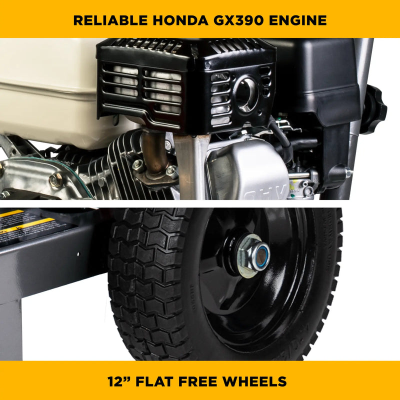 4,200 PSI 4.2GPM Cold Water Gas Pressure Washer Honda GX390 Engine and General Triplex Pump on Stainless Steel Frame - B4213HSGS BE Power Equipment