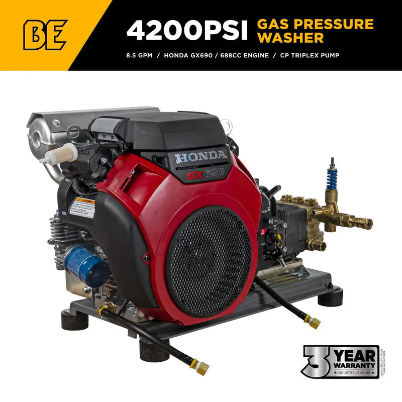 4,200 PSI 8.5 GPM Cold Water Gas Pressure Washer - B4224HETBAS BE Power Equipment