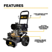 4,400 PSI 4.2 GPM Cold Water Gas Pressure Washer Powerease 420cc Engine and CP Triplex Pump - B4415PA BE Power Equipment