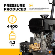4,400 PSI 4.2 GPM Cold Water Gas Pressure Washer Powerease 420cc Engine and CP Triplex Pump - B4415PA BE Power Equipment