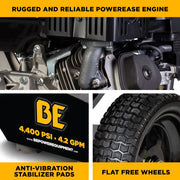 4,400 PSI 4.2 GPM Cold Water Gas Pressure Washer Powerease 420cc Engine and CP Triplex Pump - B4415PA BE Power Equipment