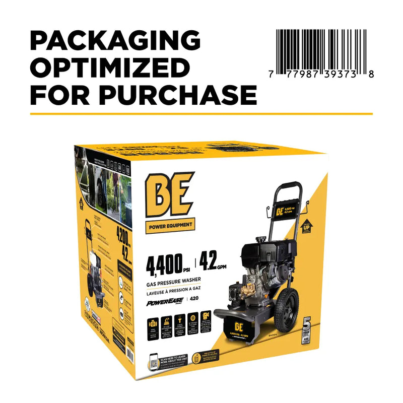 4,400 PSI 4.2 GPM Cold Water Gas Pressure Washer Powerease 420cc Engine and CP Triplex Pump - B4415PA BE Power Equipment