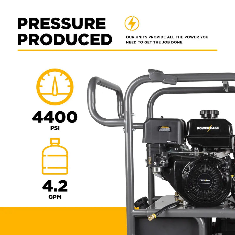 4,400 PSI - 4.2 GPM Hot Water Pressure Washer with Powerease 420 Engine and CP Triplex Pump - HW4415PA BE Power Equipment