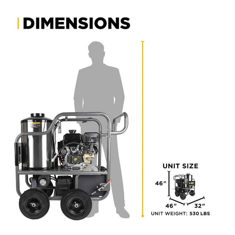 4,400 PSI - 4.2 GPM Hot Water Pressure Washer with Powerease 420 Engine and CP Triplex Pump - HW4415PA BE Power Equipment