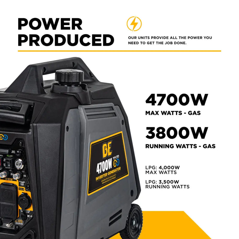 4,700 Watt Dual-Fuel Digital Inverter Generator - BE4700ID BE Power Equipment