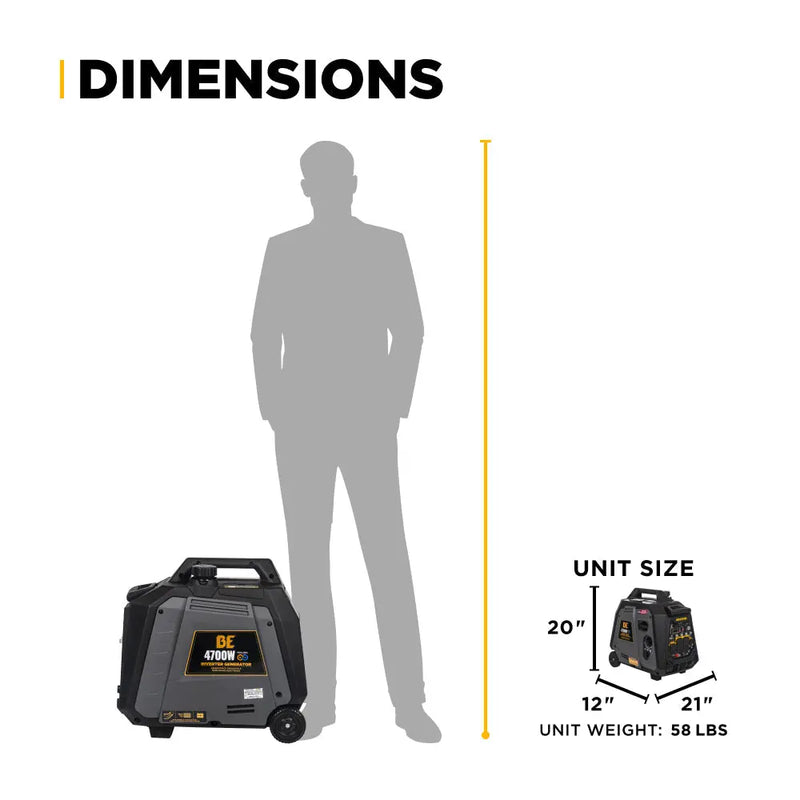 4,700 Watt Dual-Fuel Digital Inverter Generator - BE4700ID BE Power Equipment