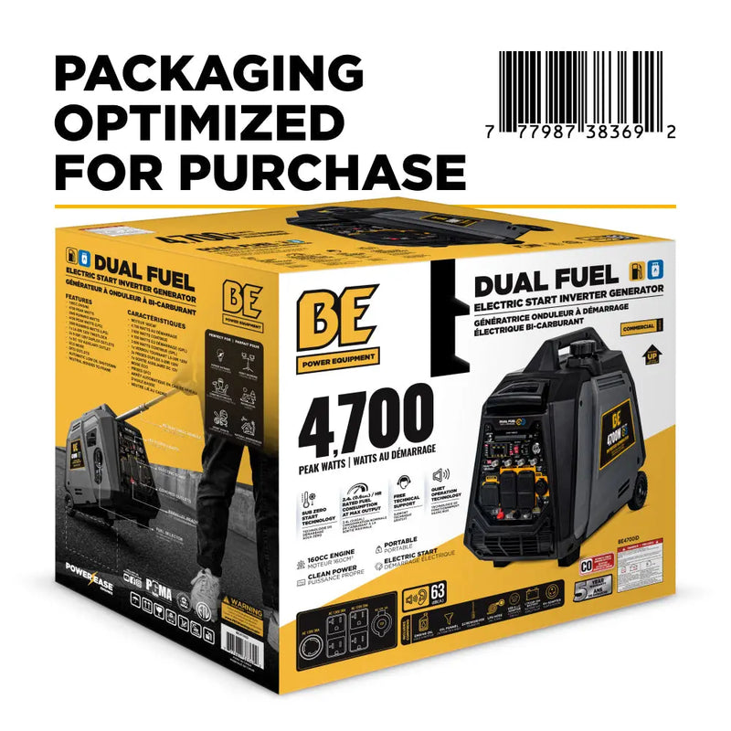 4,700 Watt Dual-Fuel Digital Inverter Generator - BE4700ID BE Power Equipment