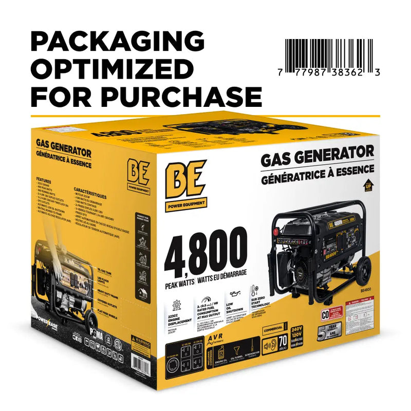 4,800 Watt Generator - BE4800 BE Power Equipment