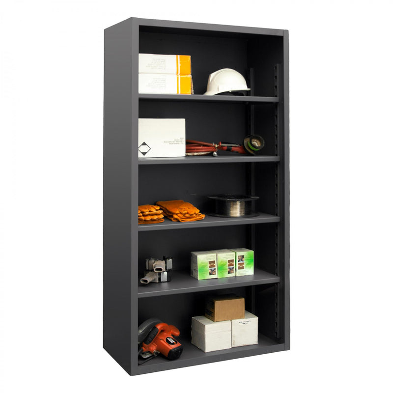 Durham Enclosed Shelving, 12 Gauge, 36 x 18 x 72, 4 Adjustable Shelves, Gray