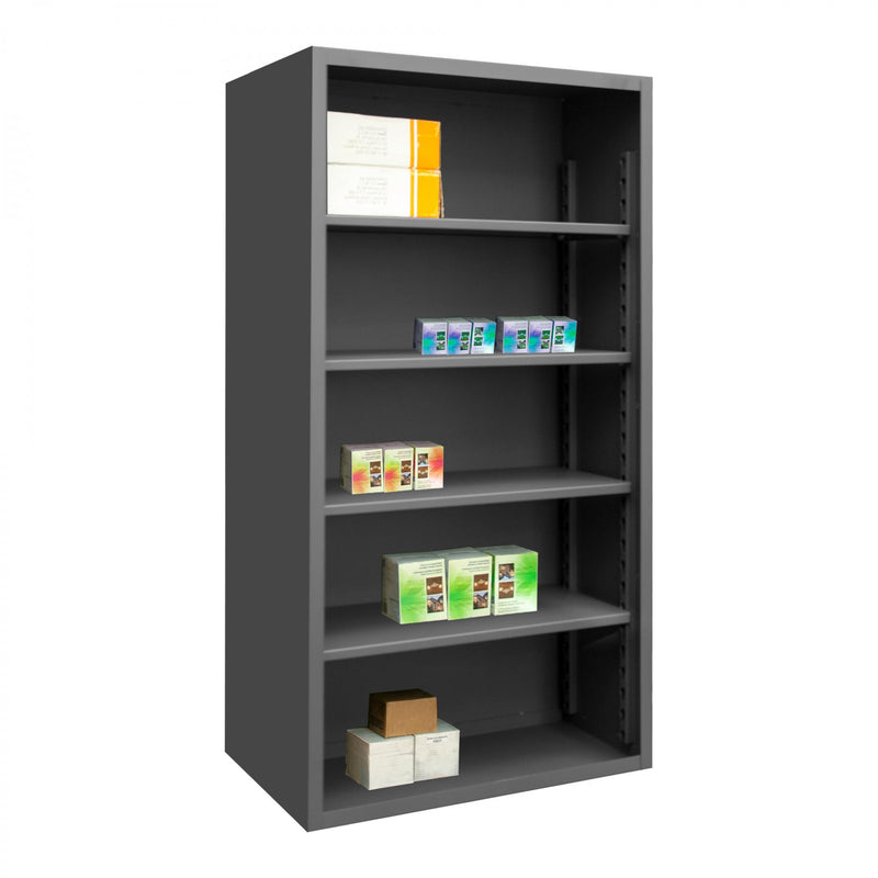 Durham Enclosed Shelving, 12 Gauge, 60 x 24 x 72, 4 Adjustable Shelves, Gray