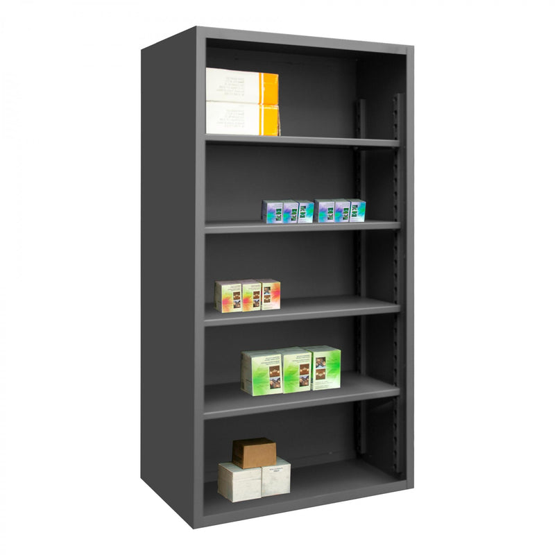 Durham Enclosed Shelving, 12 Gauge, 48 x 18 x 72, 4 Adjustable Shelves, Gray