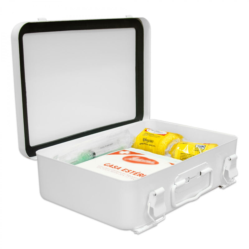 Durham Metal First Aid Kit Box, No Partition, 16 Units, Horizontal, White (Pack of 12)