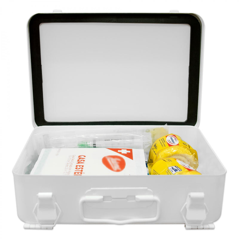 Durham Metal First Aid Kit Box, No Partition, 16 Units, Horizontal, White (Pack of 12)