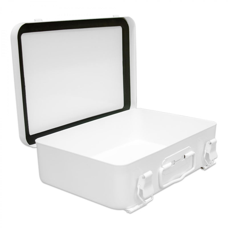 Durham Metal First Aid Kit Box, No Partition, 16 Units, Horizontal, White (Pack of 12)