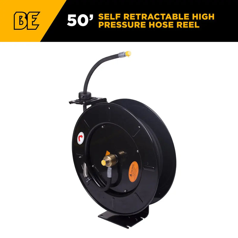 50' Self Retractable High Pressure Hose Reel BE Power Equipment