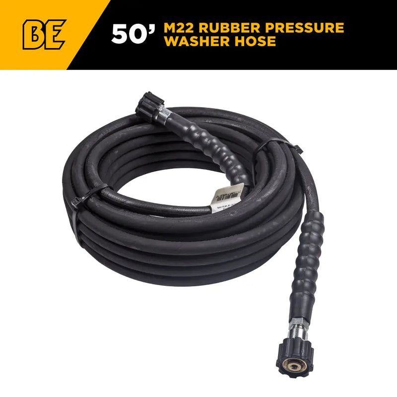 50ft 4000 PSI 3/8" Rubber Hose BE Power Equipment