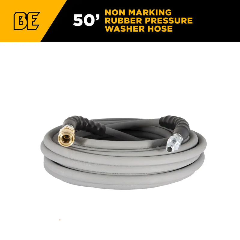 50ft 4500 PSI 3/8" Non Marking Rubber Hose BE Power Equipment