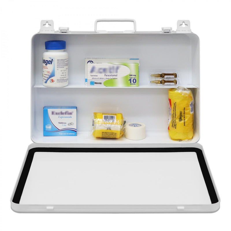 Durham First Aid Kit Box, 36 Units, Horizontal, Center Partition, White (Pack of 6)