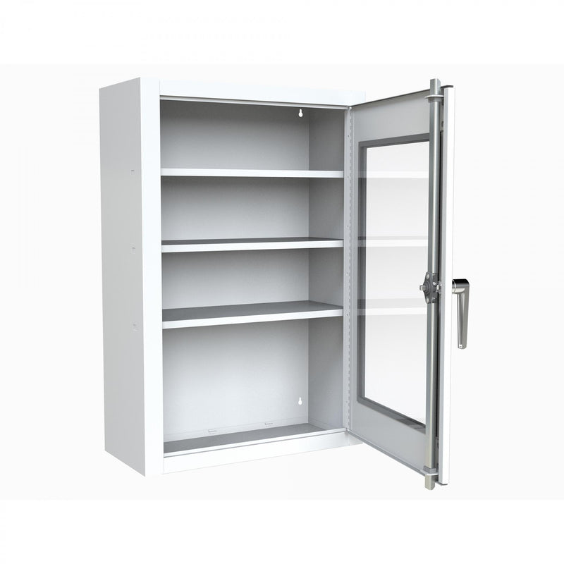 Durham Lockable, Medicine Cabinet, 4 shelves, plexiglas, white