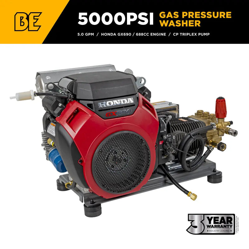 5,000 PSI 5.0 GPM Cold Water Gas Pressure Washer - B5024HETBAS BE Power Equipment