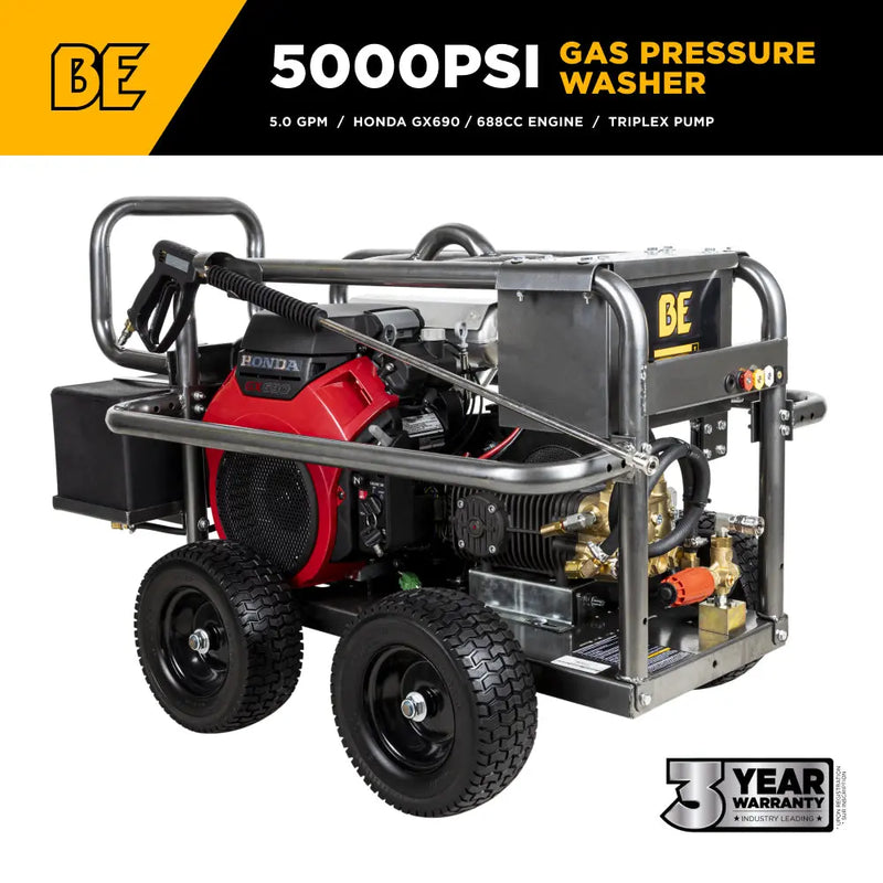 5,000 PSI 5.0 GPM Cold Water Gas Pressure Washer - PE-5024HWEBCOM BE Power Equipment