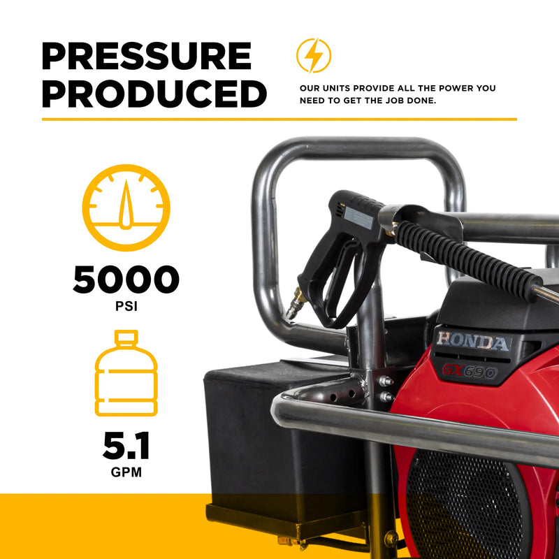 5,000 PSI 5.0 GPM Cold Water Gas Pressure Washer - PE-5024HWEBCOM BE Power Equipment