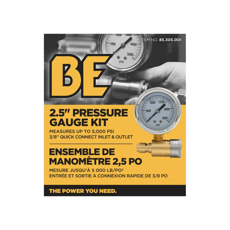 5,000PSI 2.5" Pressure Gauge Kit with 3/8" Quick Connect BE Power Equipment