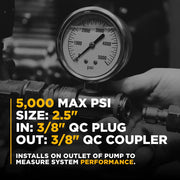 5,000PSI 2.5" Pressure Gauge Kit with 3/8" Quick Connect BE Power Equipment