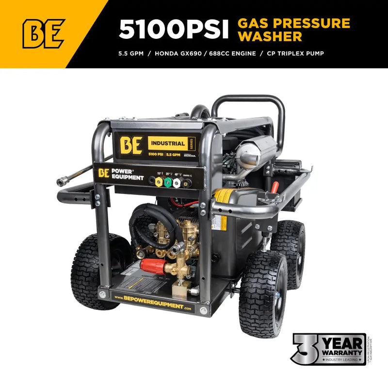 5,100 PSI 5.0 GPM Cold Water Gas Pressure Washer - B5024HEBAS BE Power Equipment