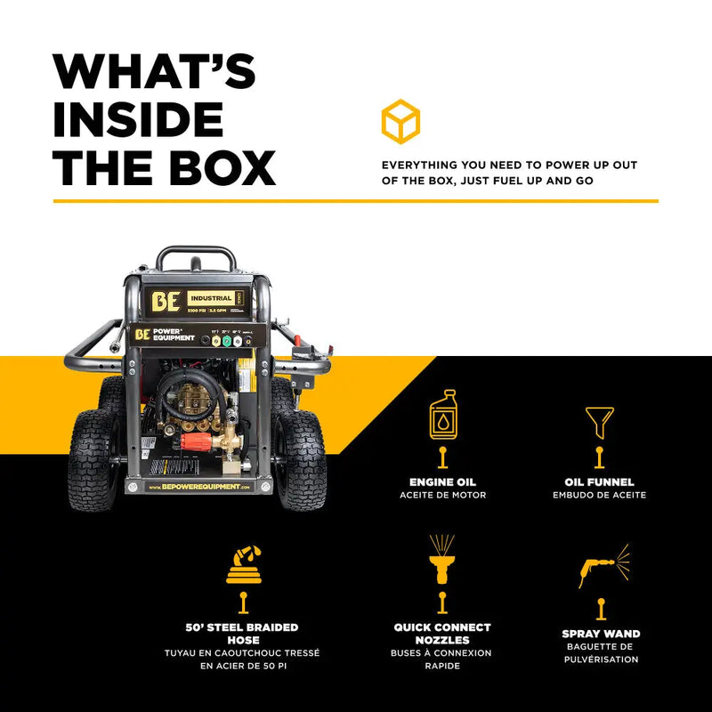 5,100 PSI 5.0 GPM Cold Water Gas Pressure Washer - B5024HEBAS BE Power Equipment