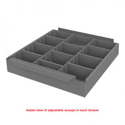 Durham 9 Drawer Storage Bin, Steel, Pad-Lockable Hinge, 9 Dividers Per Drawer