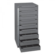 Durham 9 Drawer Storage Bin, Steel, Pad-Lockable Hinge, 9 Dividers Per Drawer