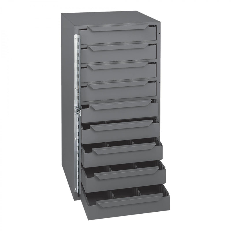 Durham 9 Drawer Storage Bin, Steel, Pad-Lockable Hinge, 9 Dividers Per Drawer