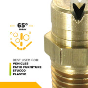 65° 1/4" MEG Chemical Pressure Washer Brass Nozzle - 4.0 Orifice BE Power Equipment