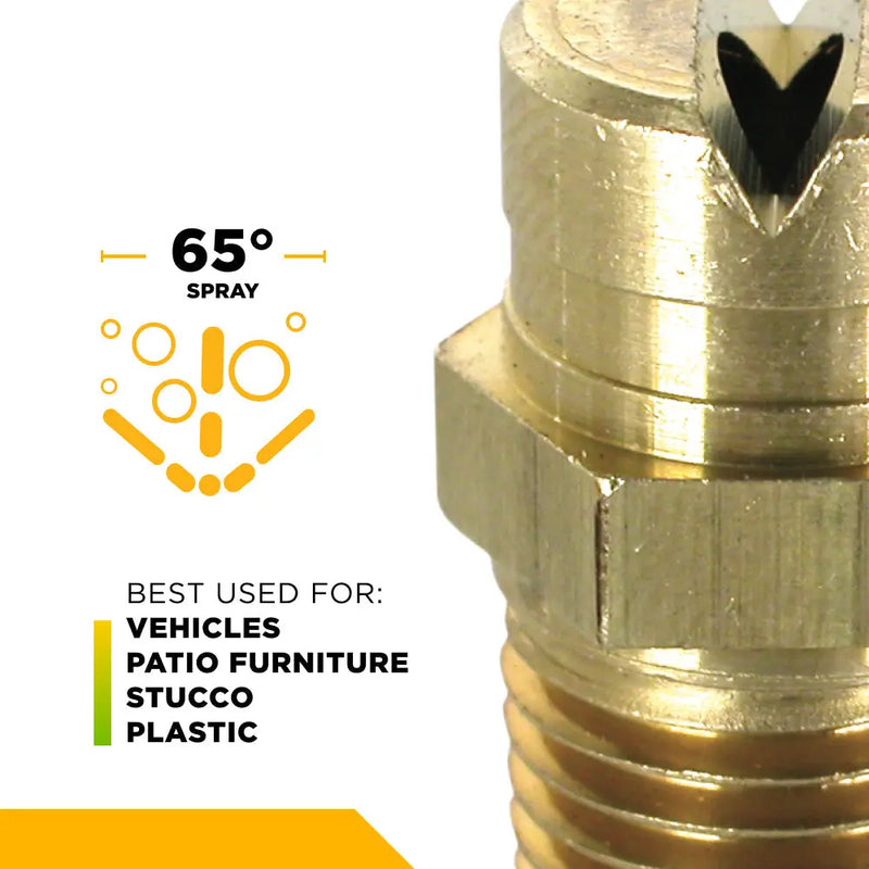 65° 1/4" MEG Chemical Pressure Washer Brass Nozzle - 4.0 Orifice BE Power Equipment