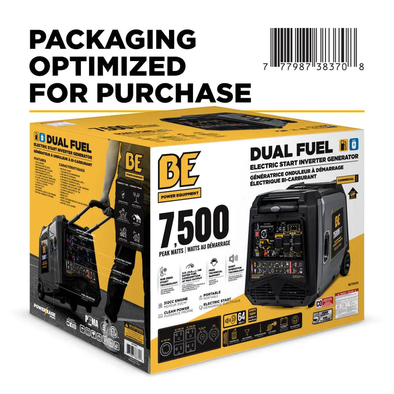 7,500 Watt Dual-Fuel Digital Inverter Generator - BE7500ID BE Power Equipment