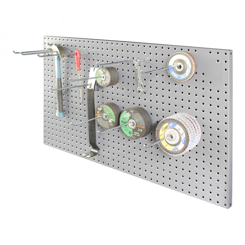 Durham Pegboard Panel, (10) 8″ Hooks Included, Wall Mountable, Gray