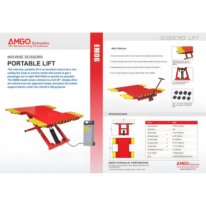 AMGO EM06 6,000 lbs Portable Mid-Rise Scissor Lift