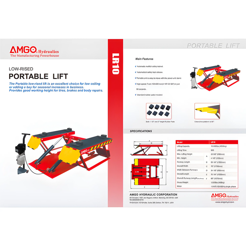 AMGO LR10 Low Rise Lift | LR10 AMGO