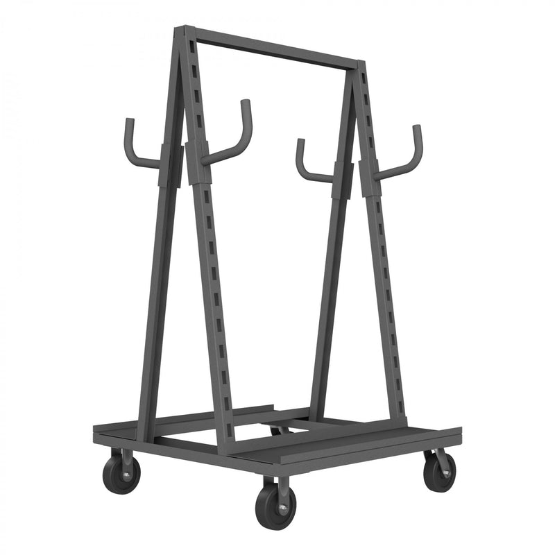 Durham Adjust-A-Tray Truck With 6" X 2" Phenolic Casters, (2) Rigid And (2) Swivel And 4 Tubular Hooks